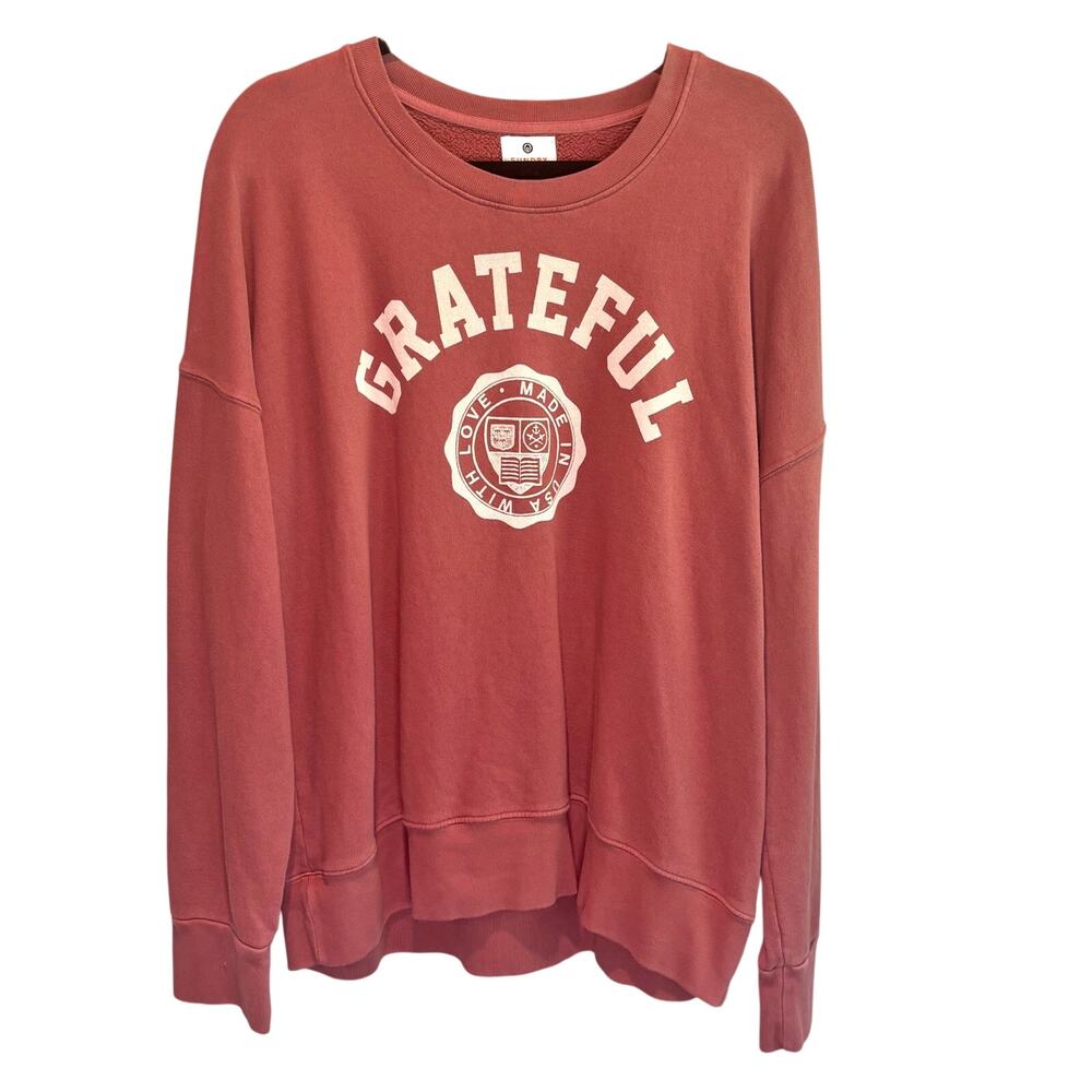 Sundry 'Grateful' Pink Crew Neck Sweatshirt - size 4 (US XL)